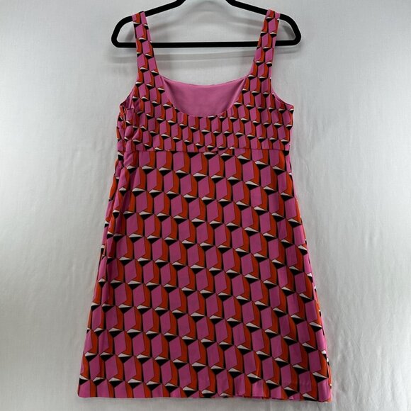 Diane Von Furstenberg Mini Shift Dress Sz S Sleeveless Squareneck Geometric Pink - Picture 2 of 16